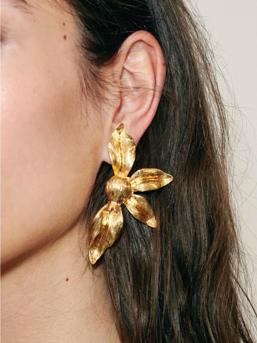 Gold Floral Statement Earrings - Women Jewelry E011